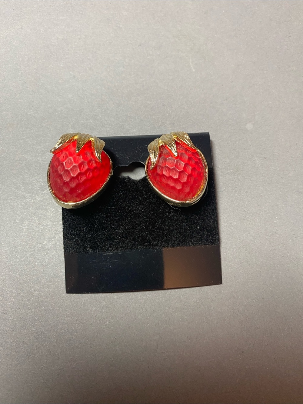 Vintage strawberry festival clip earrings